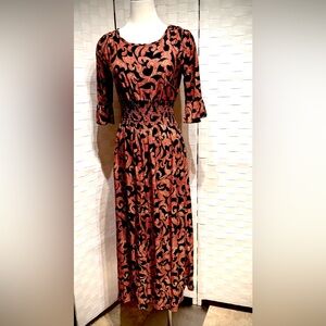 Elegant Black & Rust Dress with Sparkling accents by Seven Islands  Size Small